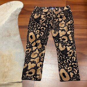 Les Copains Denim Collection Leopard Print Pants Sz 48